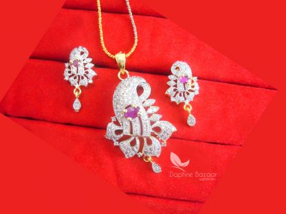 PE45 Daphne Pink Zircon Flora Pendant Set for Women, Best Gift