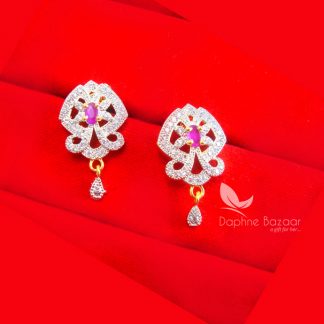 PE51E, Daphne Zircon Studded Flora Earring for Women