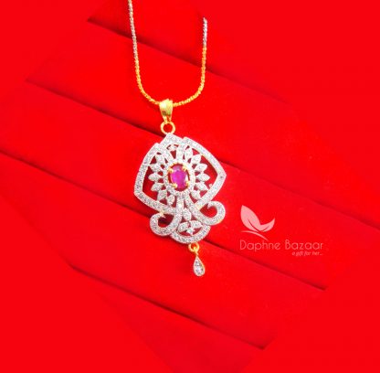 PE51P, Daphne Zircon Studded Flora Pendant for Women