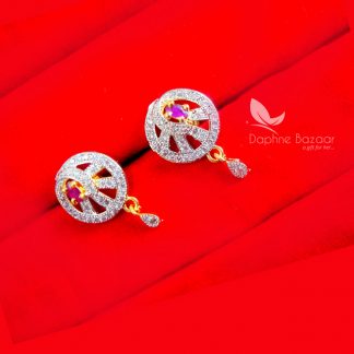 PE55E, Daphne Zircon Studded Round Earrings for Women