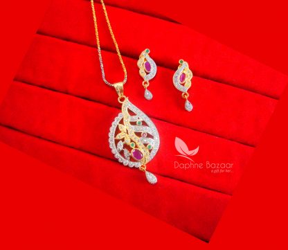 PE69, Daphne Pink Zircon Pendant With Earrings Gift For Women