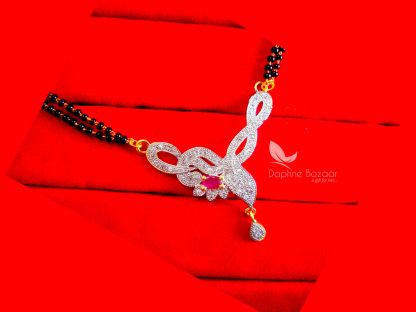 S59P, Daphne Pink Zircon Mangalsutra Pendent For Valentine Gift