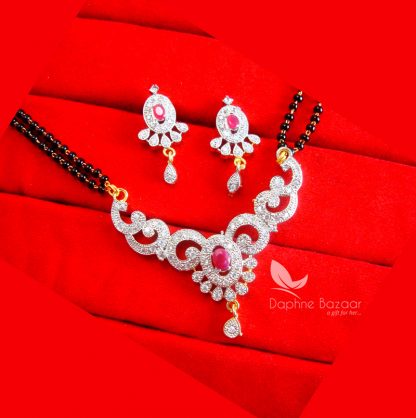 S60, Pink Zircon Art Mangalsutra Set for Women