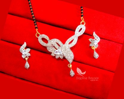 S62, Daphne Zircon Leaf Sleek Art Mangalsutra Set For Women