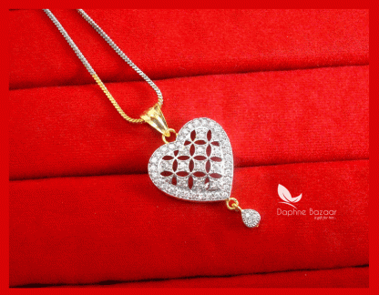 Z60, Daphne Silvery Heart Shape Zircon Designer Pendant Beautiful Surprise Birthday Gift for Wife