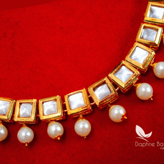 NC57, Traditional Pearl Kundan Necklace Set, for Women-closer view