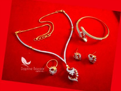 CBU31, Super Saver Four Items Zircon Ruby Party Wear Necklace Earrings with Ring and Bracelet-view3