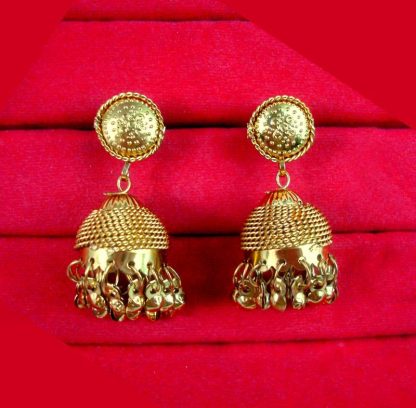 JM26 Daphne Antique Stylish Gold Plated Jhumki For Women Wedding Special close up