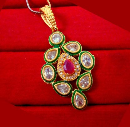 ZR48 Daphne Pink Shade Meenakari Kundan Pendant For Wedding Events