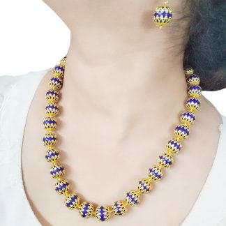 NK92 Daphne Designer Wedding Wear Ink Blue Handcrafted Necklace Earring