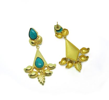 FE51 Daphne Jamacian Sea Shining Fancy Golden Party wear Earrings For Women Back view