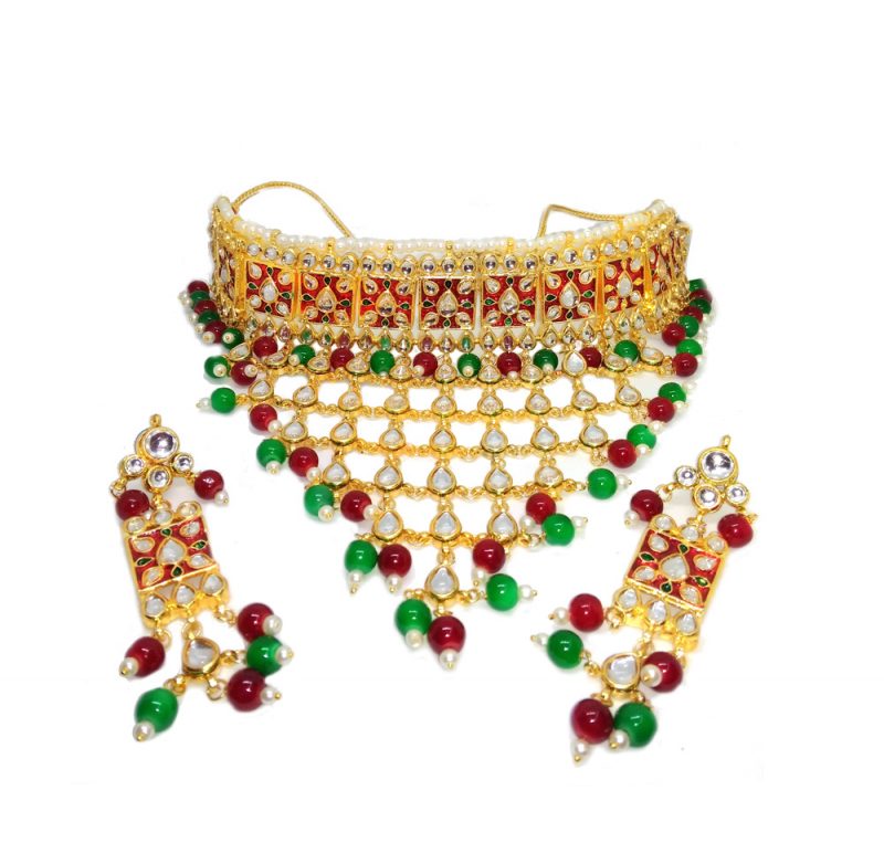 NA33 Daphne Traditional Bollywood Multicolor Padmavati Choker Set For Women