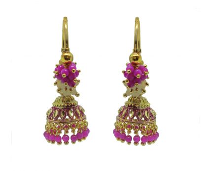 JM67 Daphne Trending Pink Chandbali Earrings Jhumka Party Wedding Events For Women side view