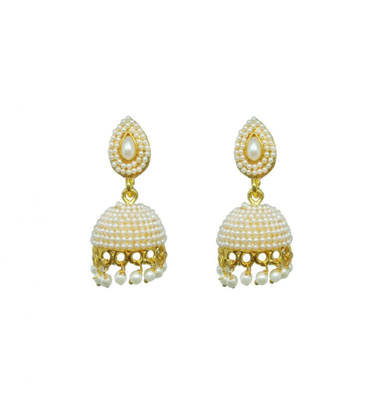 JM80 Daphne Shining Diva Fancy Party Wear Jhumki For Girls & Women ( White Pearls)