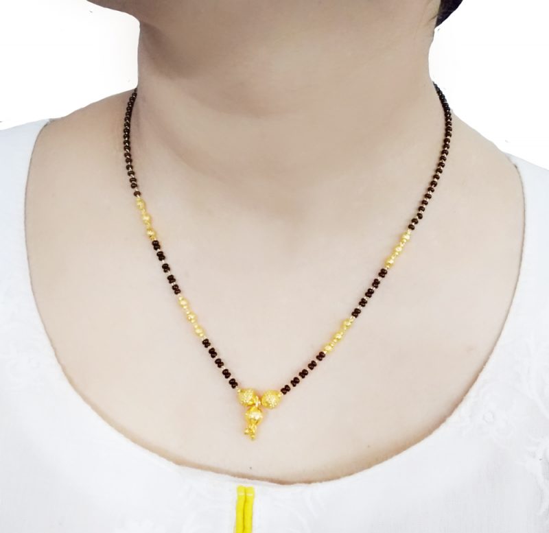 MN16 Daphne Handmade Golden Black beads Mangalsutra Chain for Women