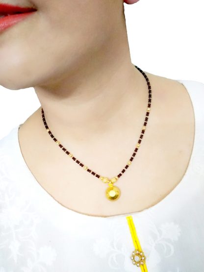 MN18 Daphne Handmade Golden Black beads String Mangalsutra Chain for Women