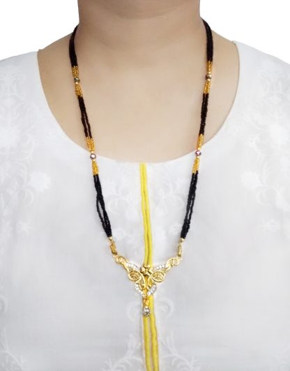 MN22 Daphne Handmade Jewelry Golden Black beads Mangalsutra Chain for Women