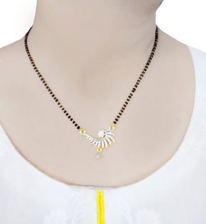 T471AP Daphne Tiny Spike Golden Zircon Mangalsutra for Women