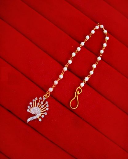 MAG96 Daphne Zircon Maang Tikka with Beautiful Pearl Chain for Women