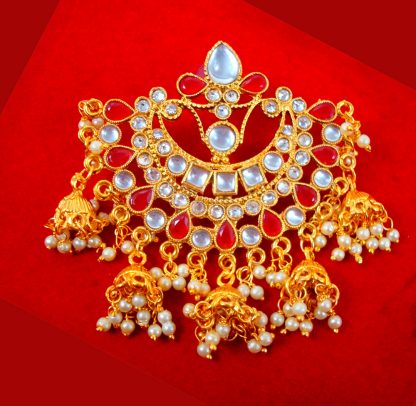 JM87 Daphne Gold Plated Red Ethnic Traditional Handmade Jhumki For Women