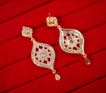 EK16 Daphne Newly Launched Designed Flower Shaped Golden Earring back view For Women