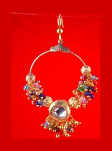 JH26 Daphne Golden Loop LightWeight Multicolor Jhumki For Party Wear