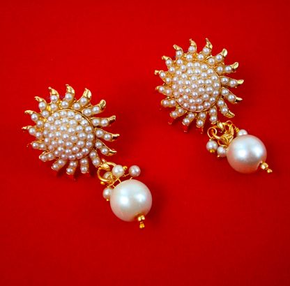 NA74 Daphne Sun Shaped White Beaded Earring For Woman