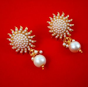 NA74 Daphne Sun Shaped White Beaded Earring For Woman