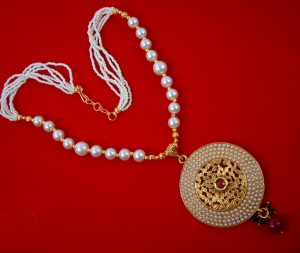 NA75 Daphne Round Shape White Beaded Necklace For Woman