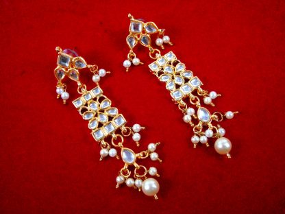 NK91B Daphne Wedding Wear Pearl Kundan Earrings