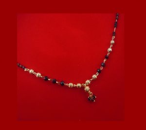 T70 Daphne Handmade golden black beads Mangalsutra With Hanging Beads Gift For Wife