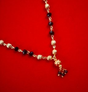 T70 Daphne Handmade golden black beads Mangalsutra With Hanging Beads Gift For Wife