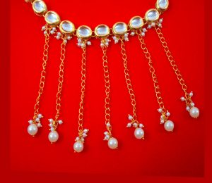 NA89 Daphne Designer Kundan Trendy Necklace With Hanging pearl Drop 