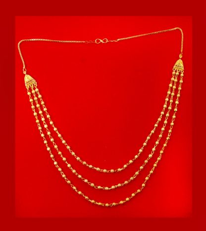 NC78 Daphne Three Lines Golden Balls Necklace For Woman