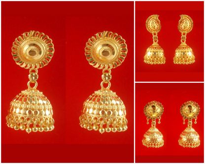 Daphne Money Saver Royal Traditional Golden Tone Hanging Jhumkas Combo For Wedding