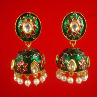 JH37G Daphne Wedding Wear Traditional Ethnic Wear Jaipuri Meenakari Jhumka