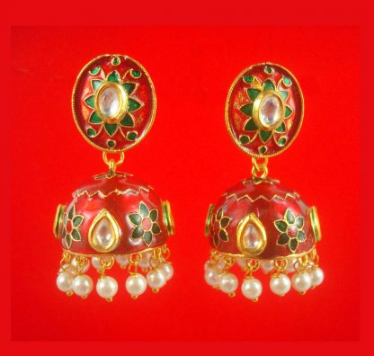 JH37R Daphne Wedding Wear Traditional Ethnic Wear Jaipuri Meenakari Jhumka