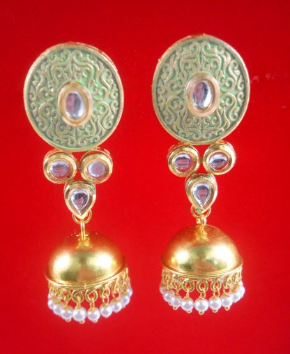 JH40G Daphne Wedding Wear Round Kundan Hanging Jhumka