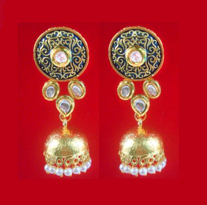 JH40Z Daphne Round Kundan Hanging Jhumka For Traditional Wear