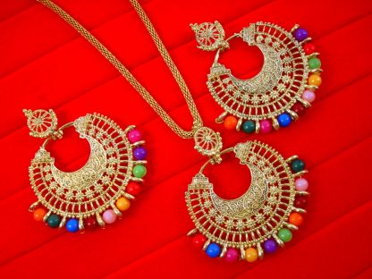 NA94 Daphne Round Multicolor Beads Party Wear Necklace Earring