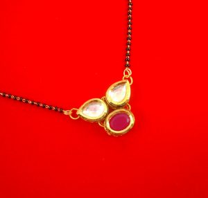 MN72 Daphne Newly Launched Daily Wear Pink Kundan Handmade Mangalsutra 