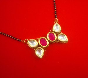 MN73 Daphne Newly Launched Daily Wear Pink Kundan Handmade Mangalsutra