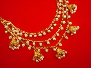 MN77 Daphne Royal Stylish Three Line Mangalsutra With Hanging Jhumki