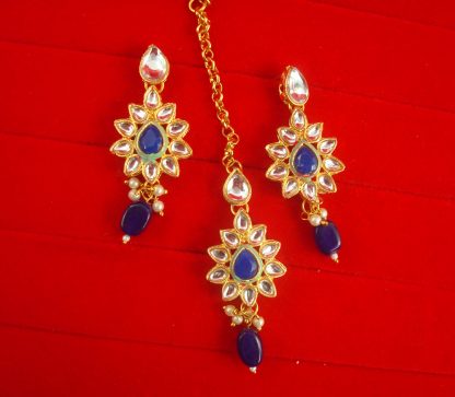 JH64IG Daphne Light Weight Wedding Wear Hanging Earring Maang Tika For Woman