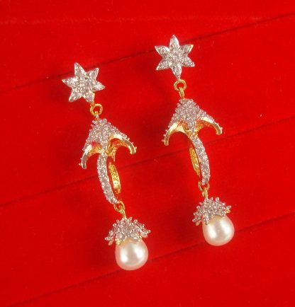 JH67 Daphne Preumiun Unique Zircon Hanging Party Wear earring With Pearl Drop