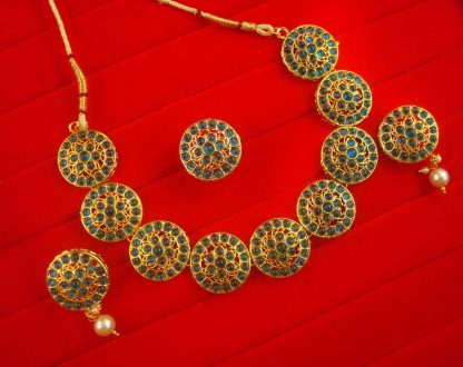 NH16F Daphne Punjabi Style Golden White Wedding Wear Round Necklace For Bridals