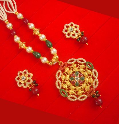 Ethnic Wear Floral Multicolor Small Pearl Beaded Pendant Set NH20