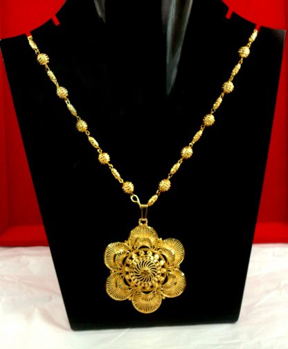 South Indian Style Golden Floral Pendant Chain Gift For Wife DC15