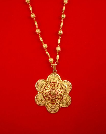 South Indian Style Golden Floral Pendant Chain Gift For Wife DC15