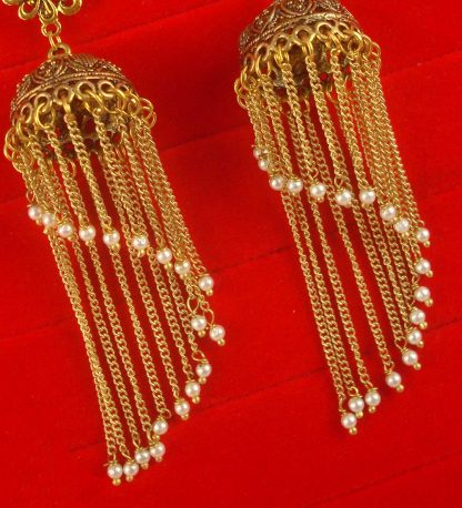 Bollywood Royal Look Peacock Golden Oxidized Tassel Chain Earring JH79